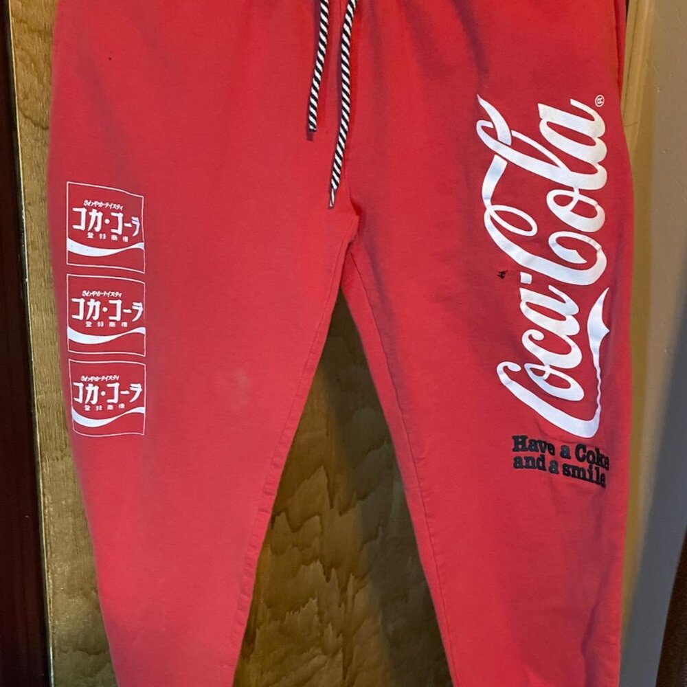 Coca-cola drawstring red sweatpants